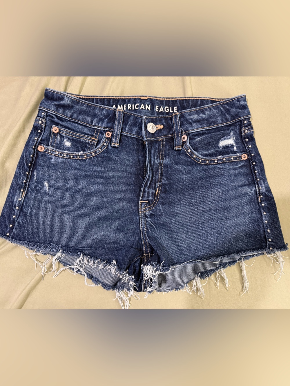 American Eagle Dark Blue Stretch Denim Shorts